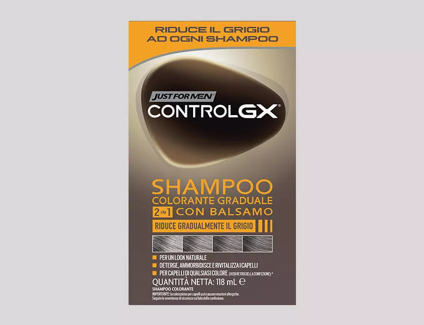 Shampoo Colorante Uomo 2-In-1 Con Balsamo Just For Men Control GX 118ml