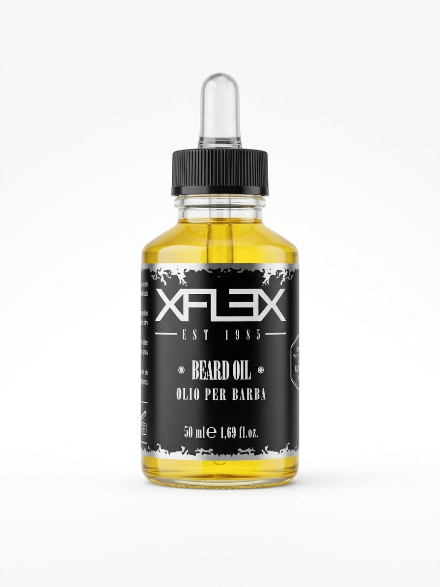 XFLEX Beard Oil 50ml - Olio per Barba Lucidante Professionale - Olio Nutriente e Idratante per Barba
