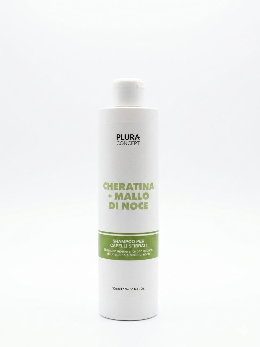 Shampoo per Capelli Sfibrati  – Cheratina e mallo di noce  Plura concept 300ml
