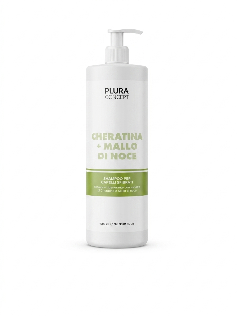 Shampoo per Capelli Sfibrati  – Cheratina e mallo di noce  Plura concept 1000ml