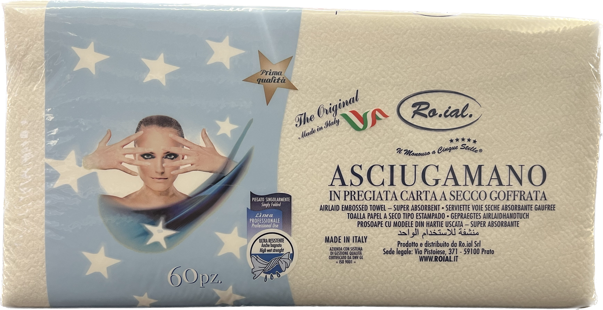 asciugamano carta a secco goffrata 60pz ro.ial