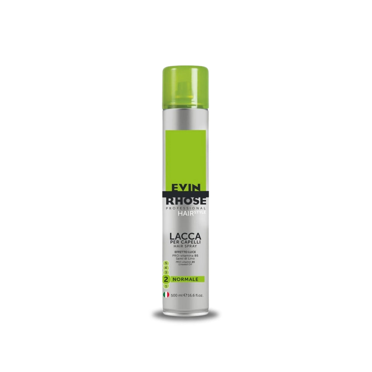 EVIN RHOSE Lacca Per Capelli Normale 500ml - Hair Spray Effetto Luce con Pro-Vitamina B5 e Semi di Lino - Fissaggio 2