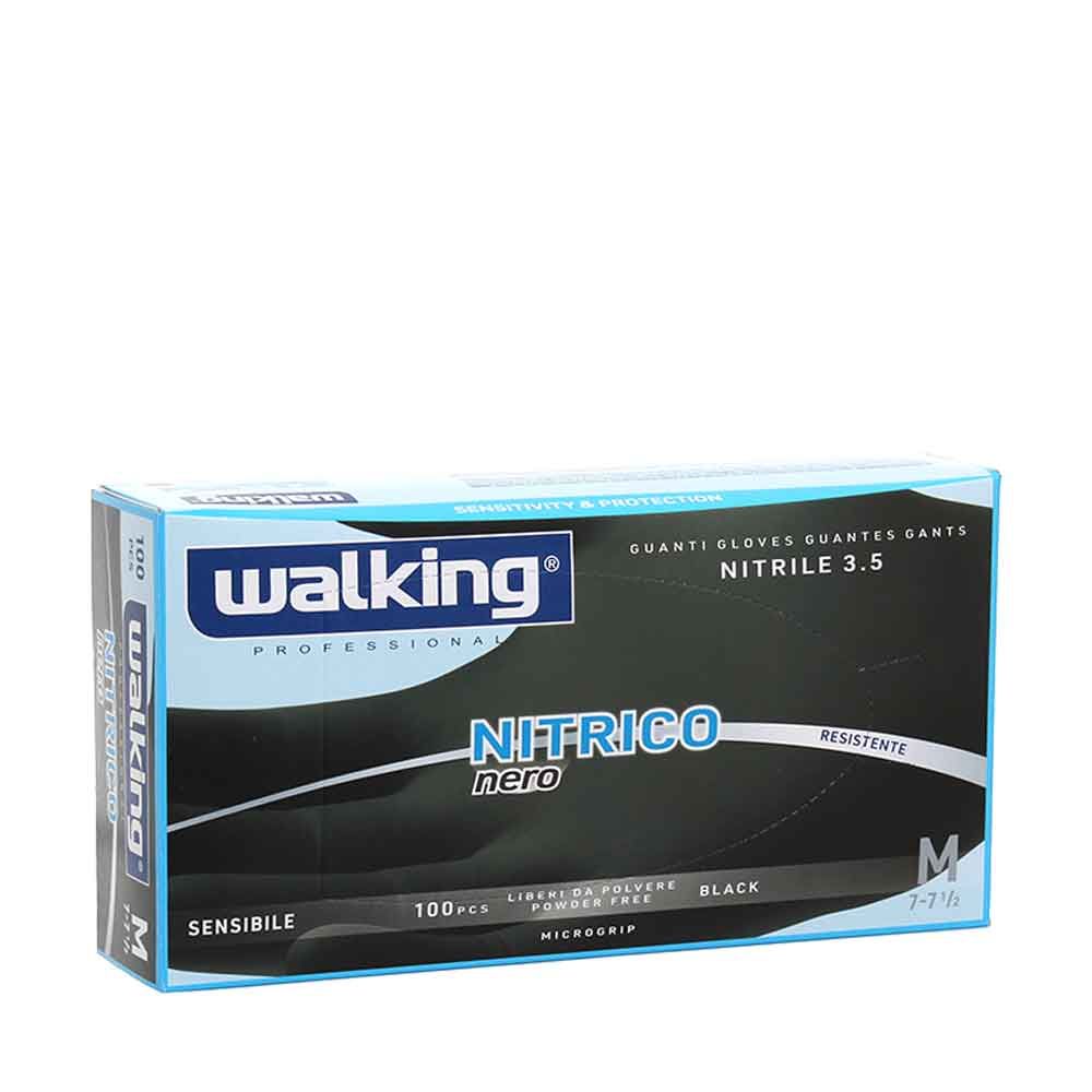 GUANTI MONOUSO IN NITRILE WALKING NITRICO NERO 3.5 GR 100pz